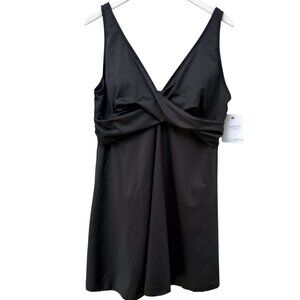 Dolfin AquaShape Swimsuit Womens Plus Size 22 Black One Piece Swim Dress NWT